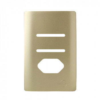 Placa p/ 2 Interruptores + Tomada 4x2 - Novara Dourado Placa p/ 2 Interruptores + Tomada 4x2 - Novara Dourado